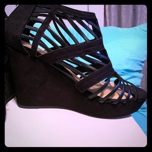 Torrid Black Caged Wedges